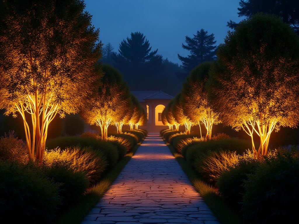 Iluminación LED en jardín nocturno Valencia