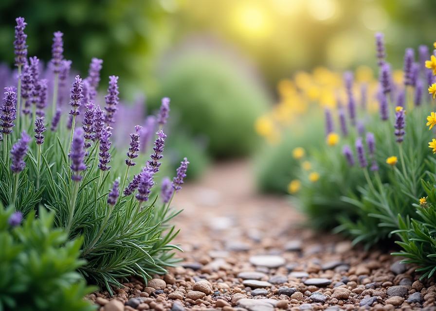 Jardín sensorial con plantas aromáticas terapéuticas