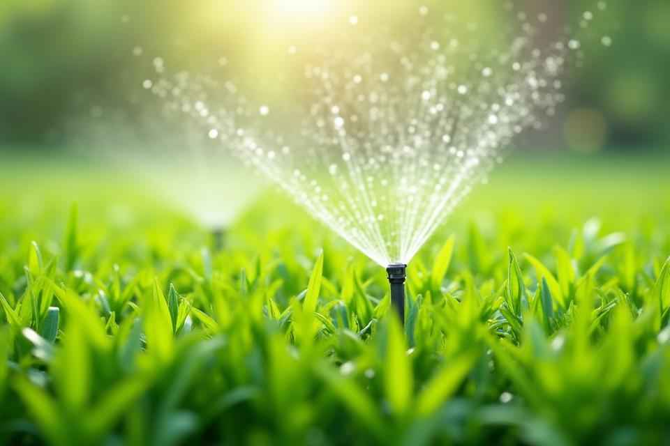 Sistema de riego inteligente instalado en jardín